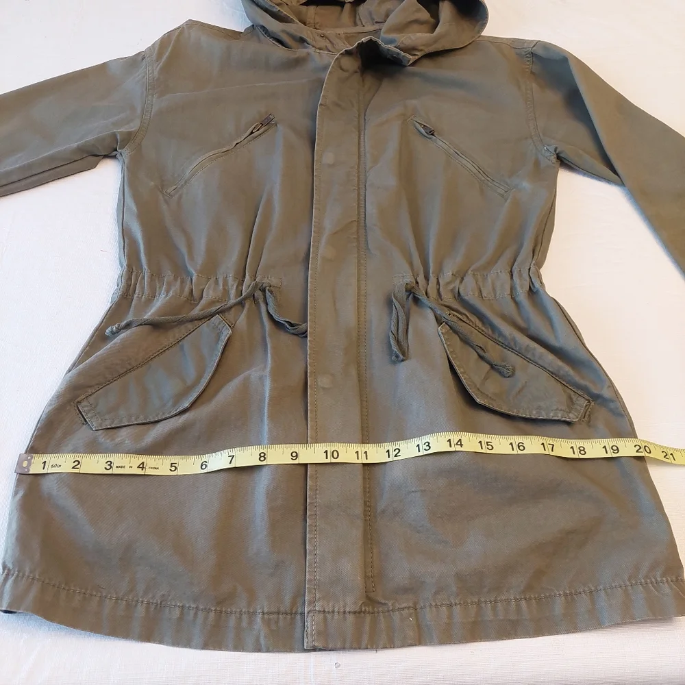 American Eagle Army Green Military Lightweight Parka Jacket Cinch Waist Size XS